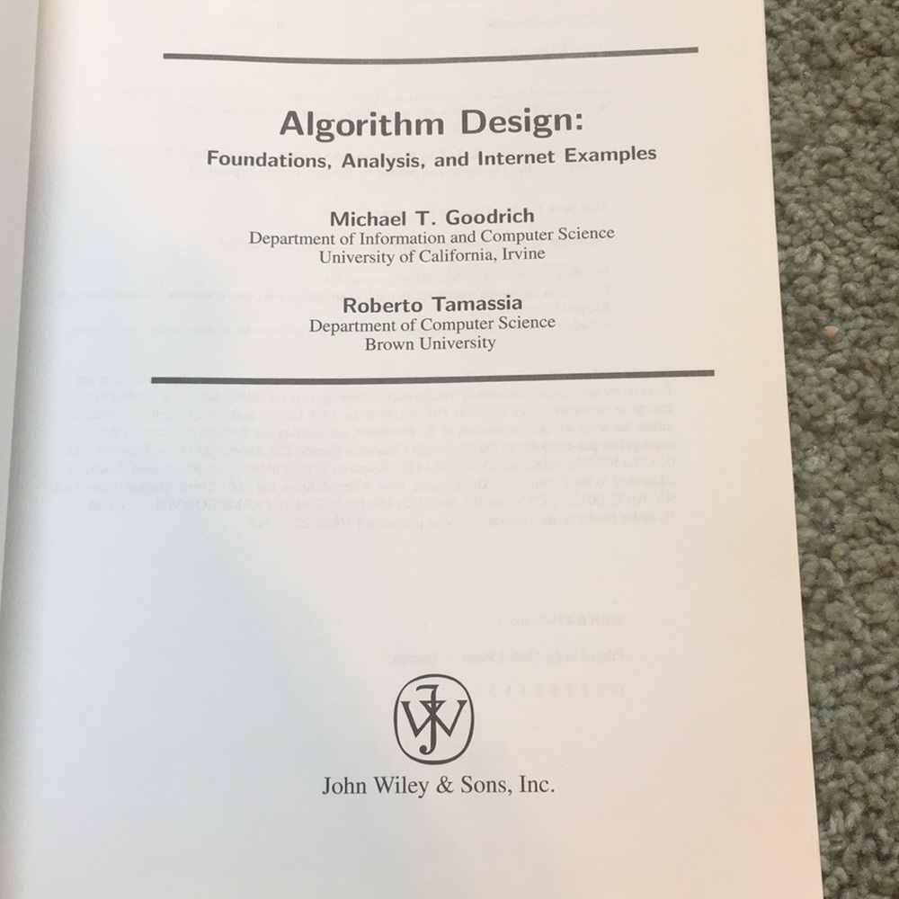 Algorithm Design, Goodrich & Tamassia Textbook - Picture 3 of 4